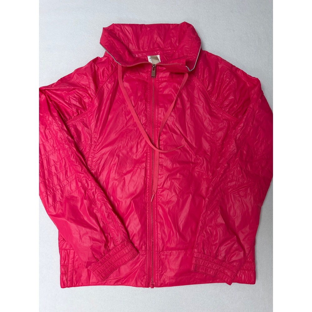 Reebok Womens Hot Pink Full Zip Windbreaker Jacket Large Activewear Running 0696
